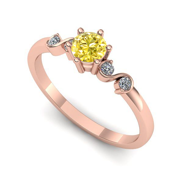 Inel de logodna din aur roz cu safir galben
