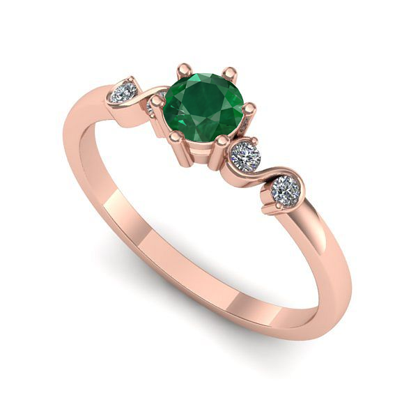 Inel din aur roz cu smarald