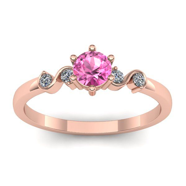 Inel de logodna cu safir roz rotund