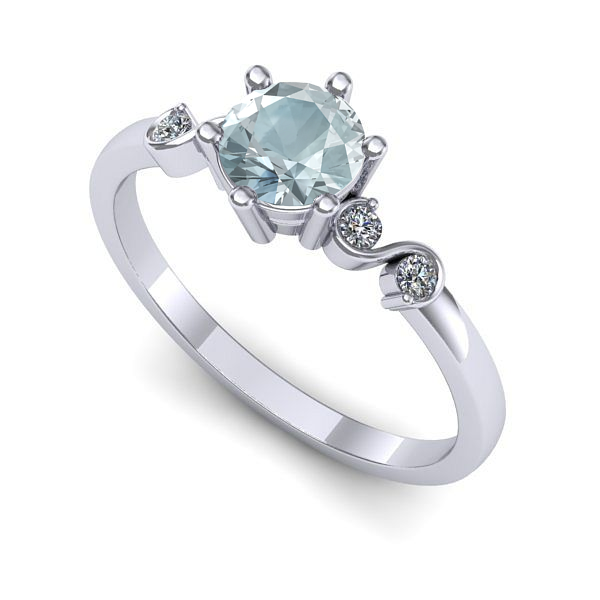 Inel de logodna din aur alb cu aquamarin