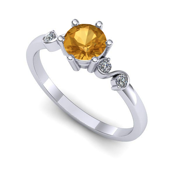 Inel de logodna din aur alb cu citrin
