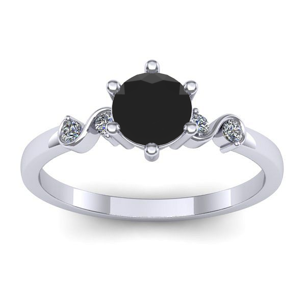 Inel cu diamant negru rotund