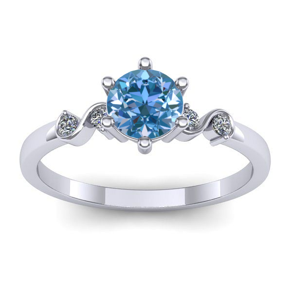 Inel de logodna cu diamant de laborator albastru rotund