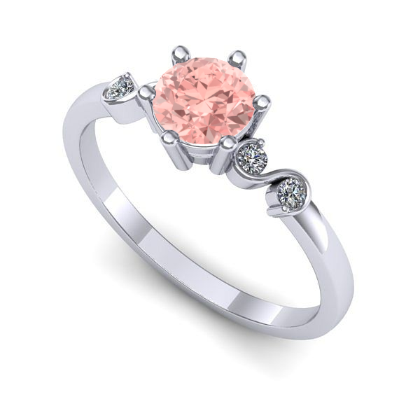 Inel din aur alb cu diamant de laborator roz