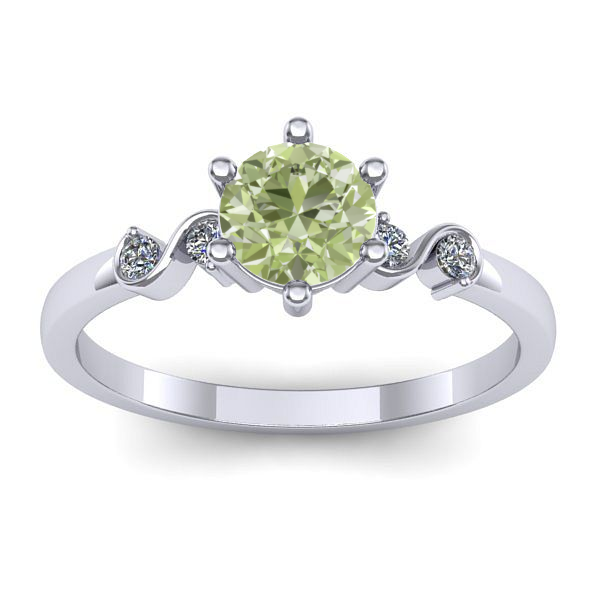 Inel cu diamant de laborator verde rotund