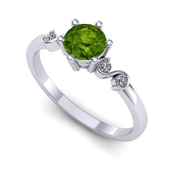 Inel logodna din aur alb cu peridot