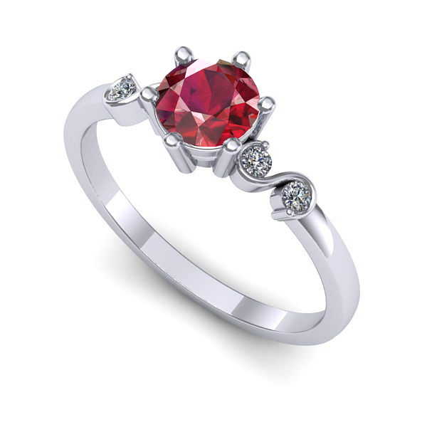 Inel din aur alb cu rubin