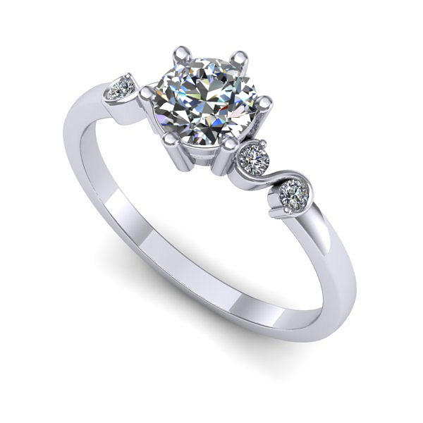 Inel din aur alb cu diamant de laborator