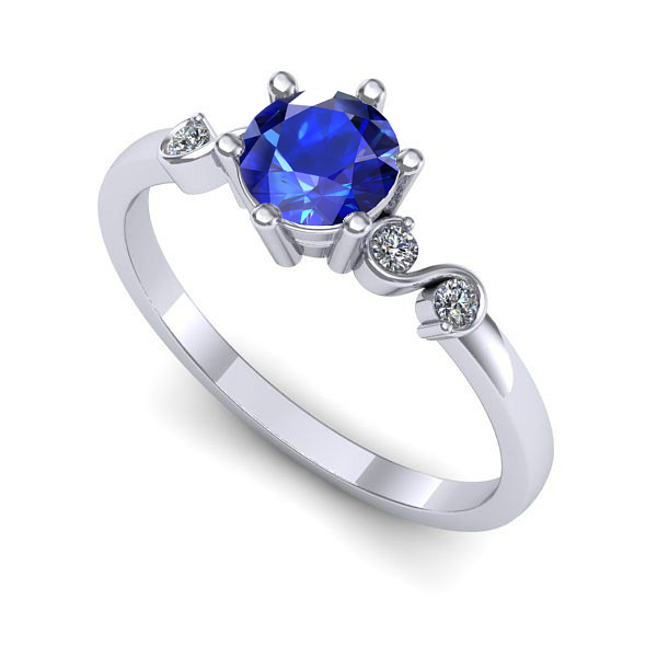 Inel de logodna din aur alb cu safir