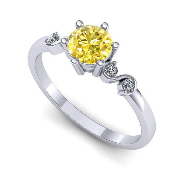 Inel logodna din aur alb cu safir galben