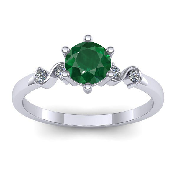 Inel de logodna cu smarald rotund