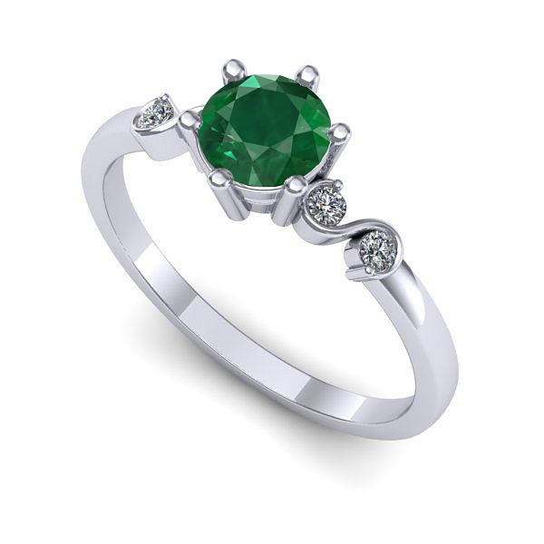 Inel logodna din aur alb cu smarald