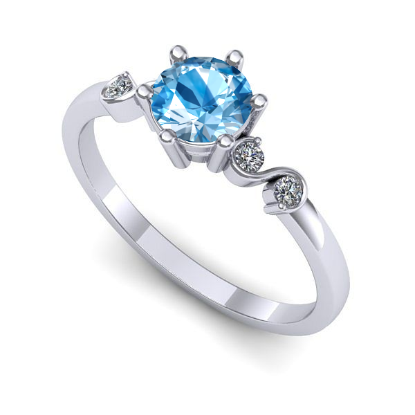 Inel logodna din aur alb cu topaz blue
