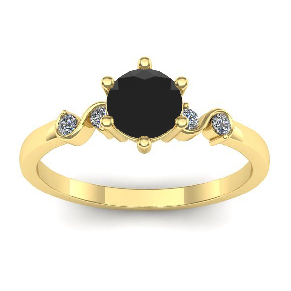 Inel de logodna cu diamant negru rotund