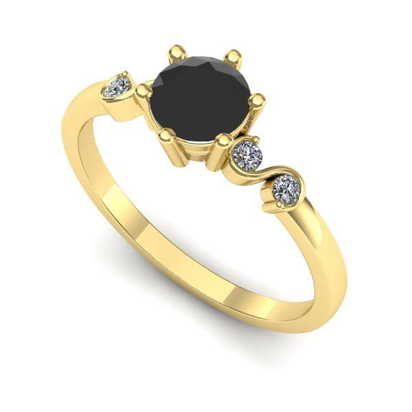 Inel logodna din aur galben cu diamant negru