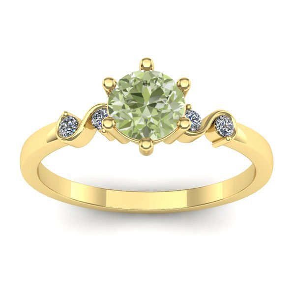 Inel de logodna cu diamant de laborator verde rotund