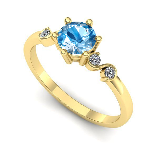 Inel logodna din aur galben cu topaz blue