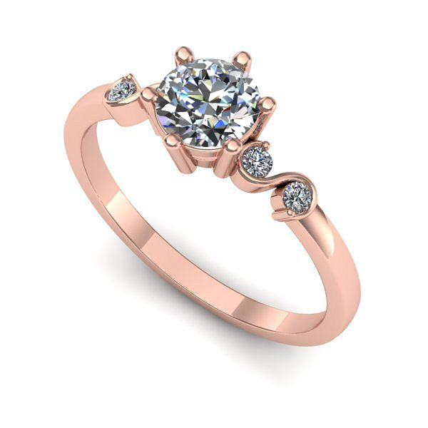 Inel din aur roz cu diamant