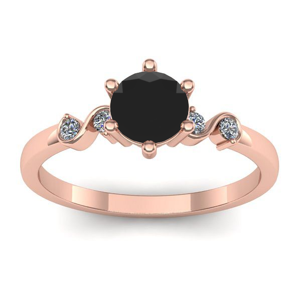 Inel de logodna cu diamant negru rotund