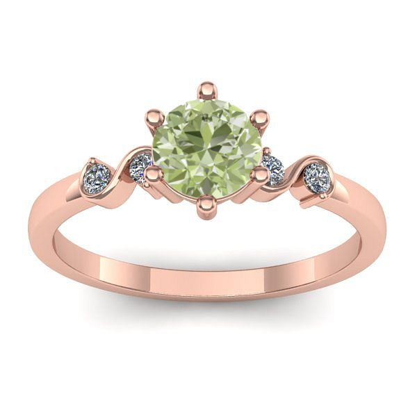 Inel cu diamant de laborator verde rotund