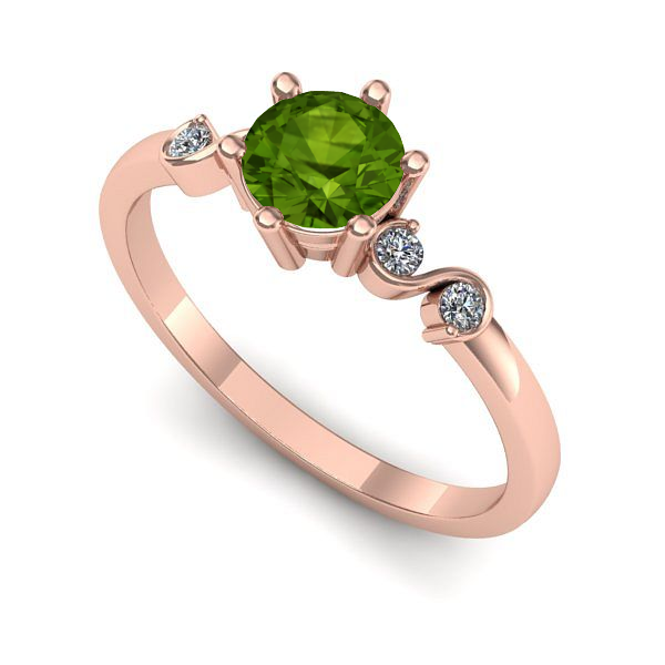 Inel de logodna din aur roz cu peridot