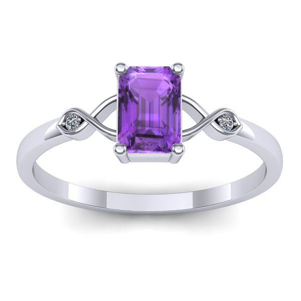 Inel de logodna cu ametist dreptunghiular