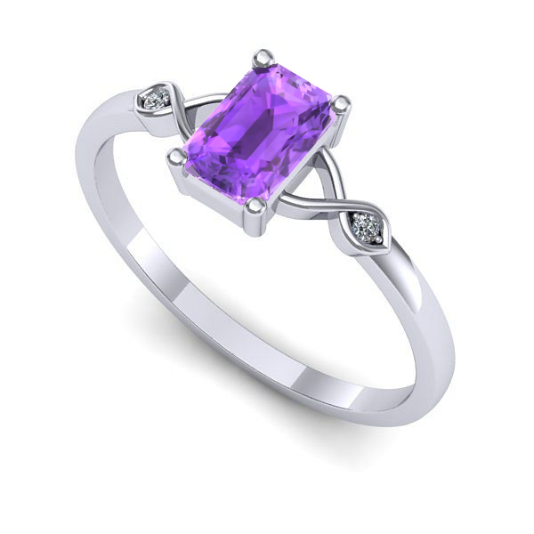 Inel de logodna din aur alb cu ametist