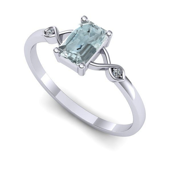 Inel logodna din aur alb cu aquamarin