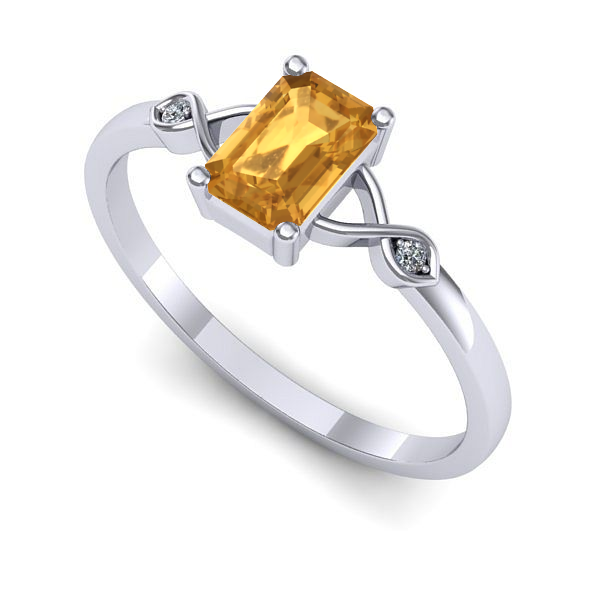 Inel din aur alb cu citrin