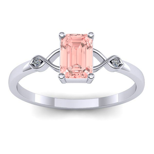 Inel de logodna cu diamant de laborator roz dreptunghiular