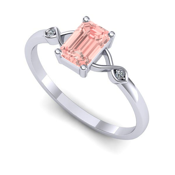 Inel din aur alb cu diamant de laborator roz