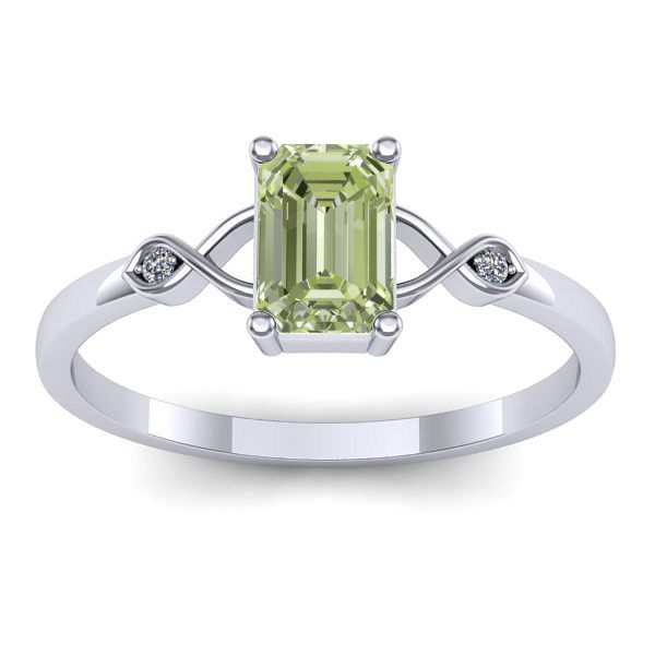 Inel cu diamant de laborator verde dreptunghiular