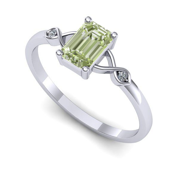 Inel de logodna din aur alb cu diamant de laborator verde