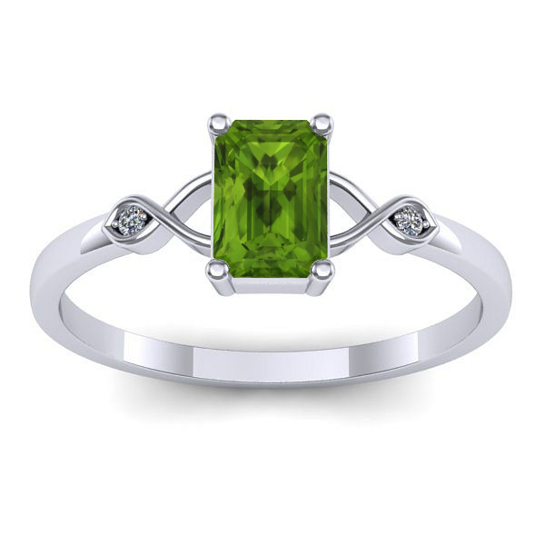 Inel de logodna cu peridot dreptunghiular