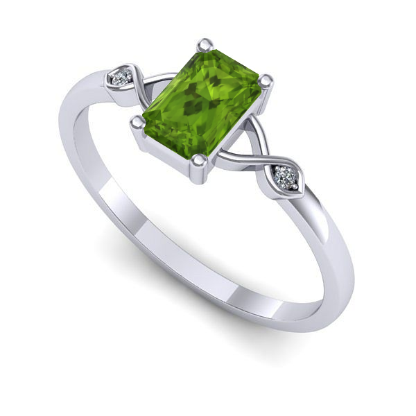 Inel de logodna din aur alb cu peridot