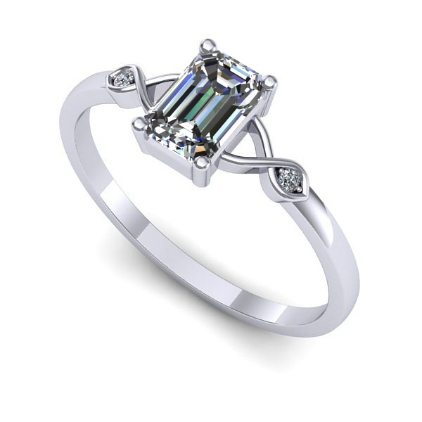 Inel logodna din aur alb cu safir alb