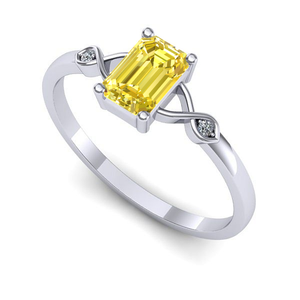 Inel din aur alb cu safir galben