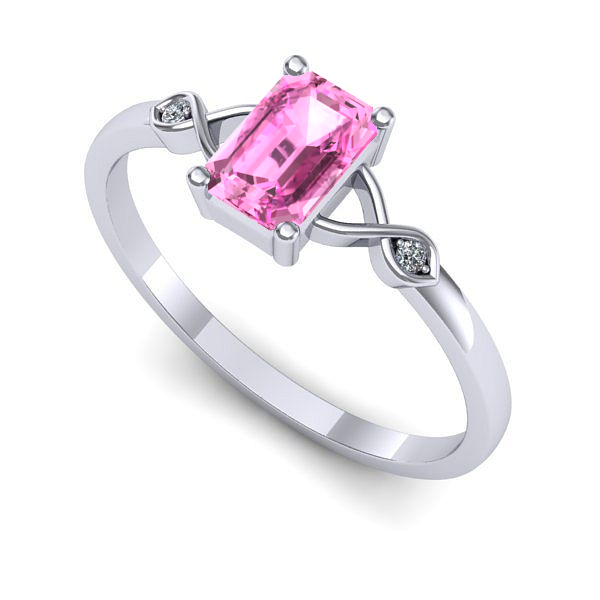 Inel logodna din aur alb cu safir roz