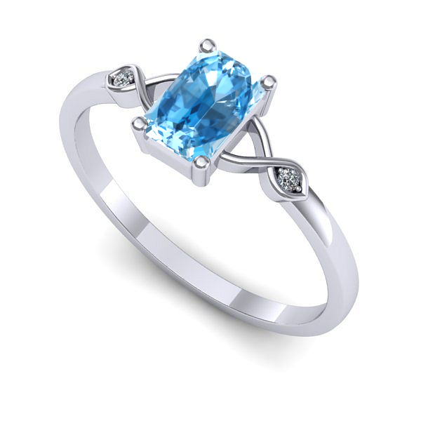 Inel logodna din aur alb cu topaz blue