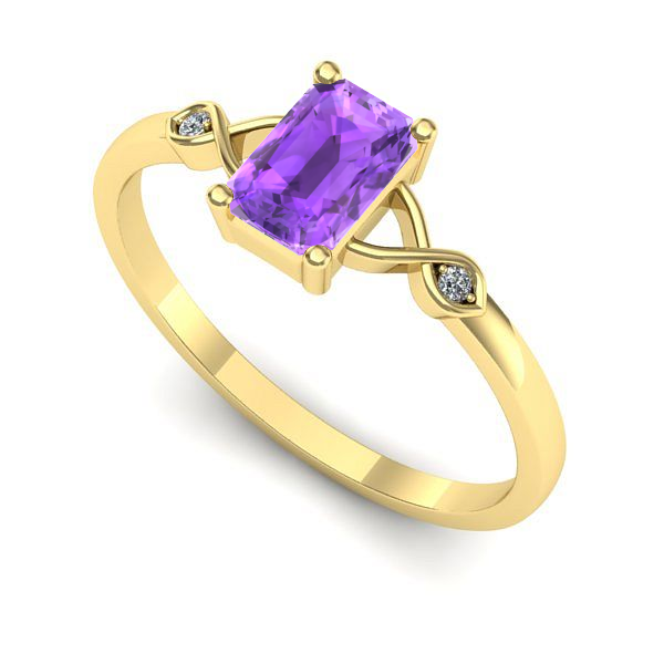 Inel logodna din aur galben cu ametist