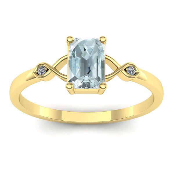 Inel de logodna cu aquamarin dreptunghiular