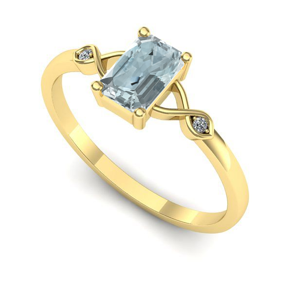 Inel de logodna din aur galben cu aquamarin