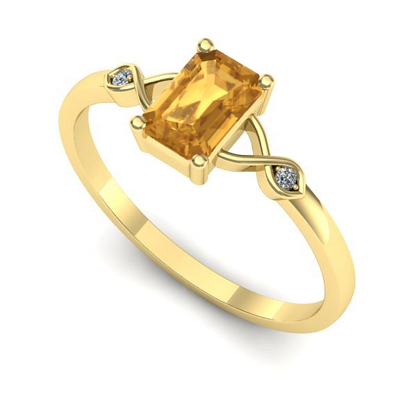 Inel logodna din aur galben cu citrin