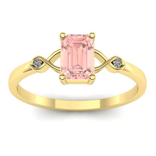 Inel de logodna cu diamant de laborator roz dreptunghiular