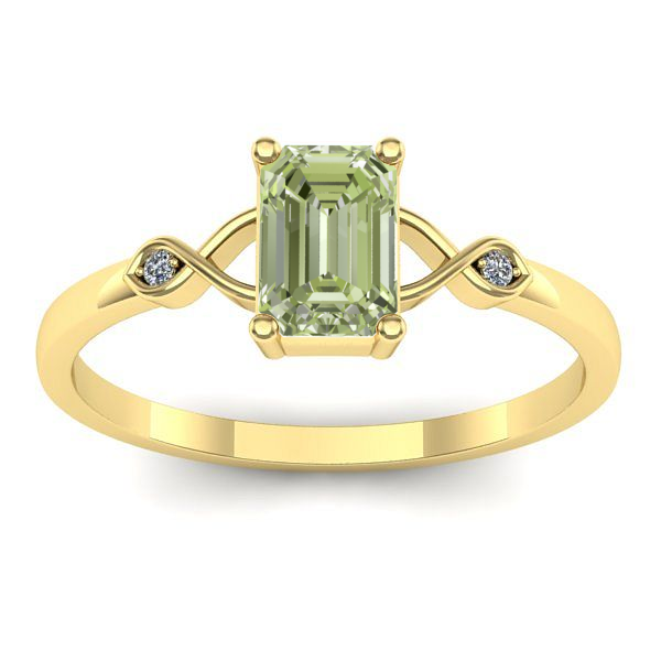 Inel de logodna cu diamant de laborator verde dreptunghiular