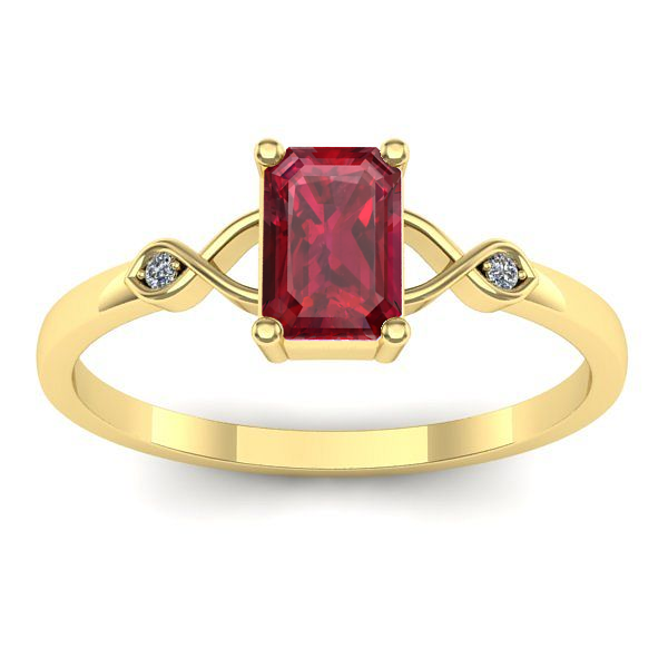 Inel logodna cu rubin dreptunghiular