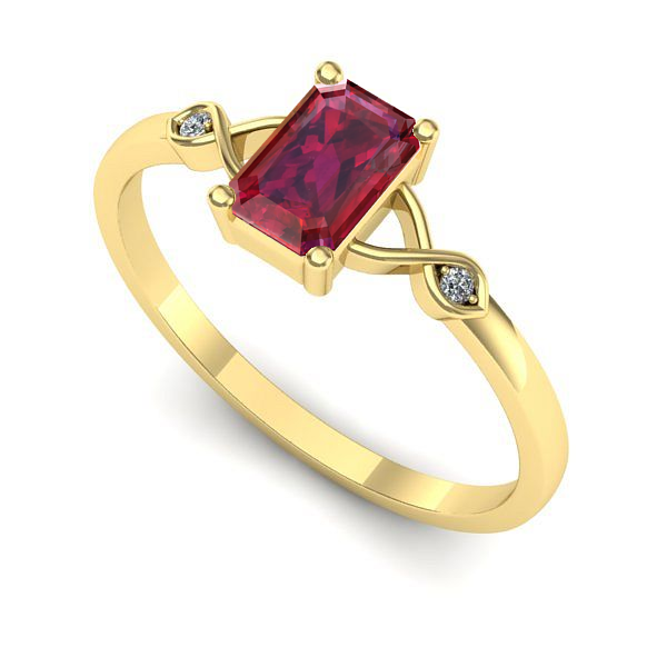 Inel logodna din aur galben cu rubin