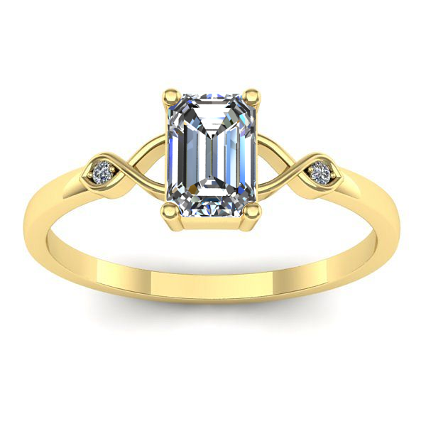 Inel logodna cu safir alb dreptunghiular