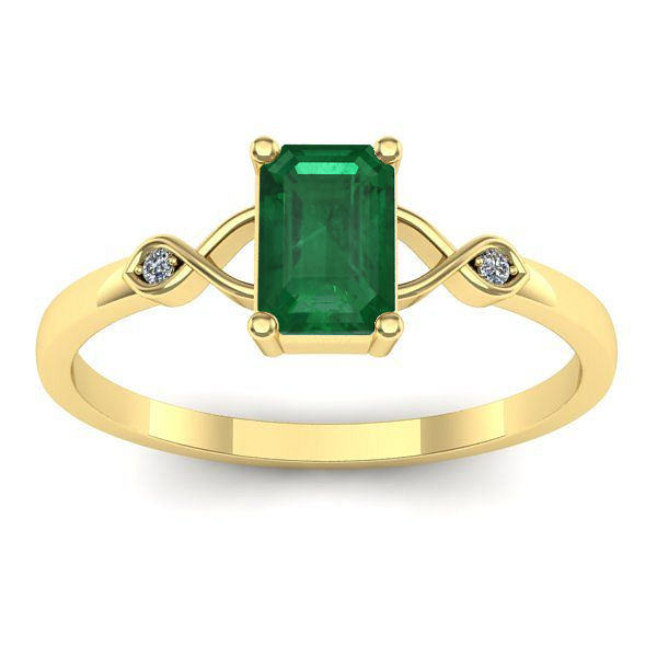 Inel cu smarald dreptunghiular