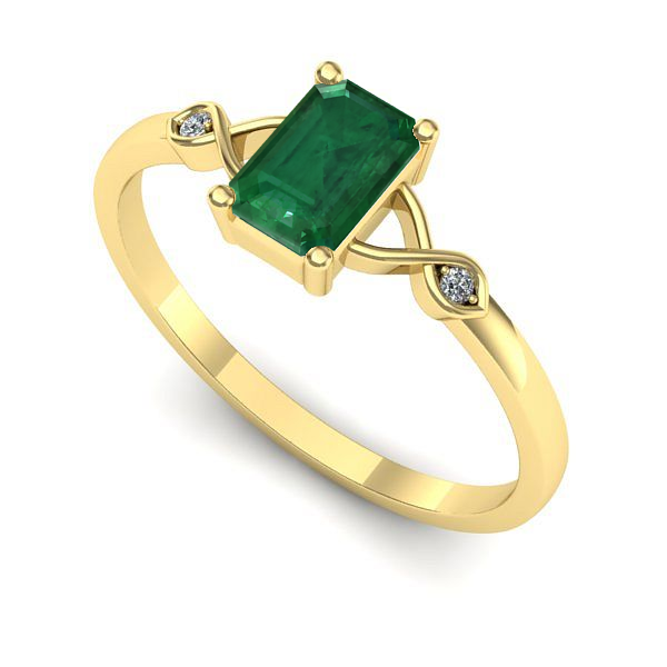 Inel logodna din aur galben cu smarald